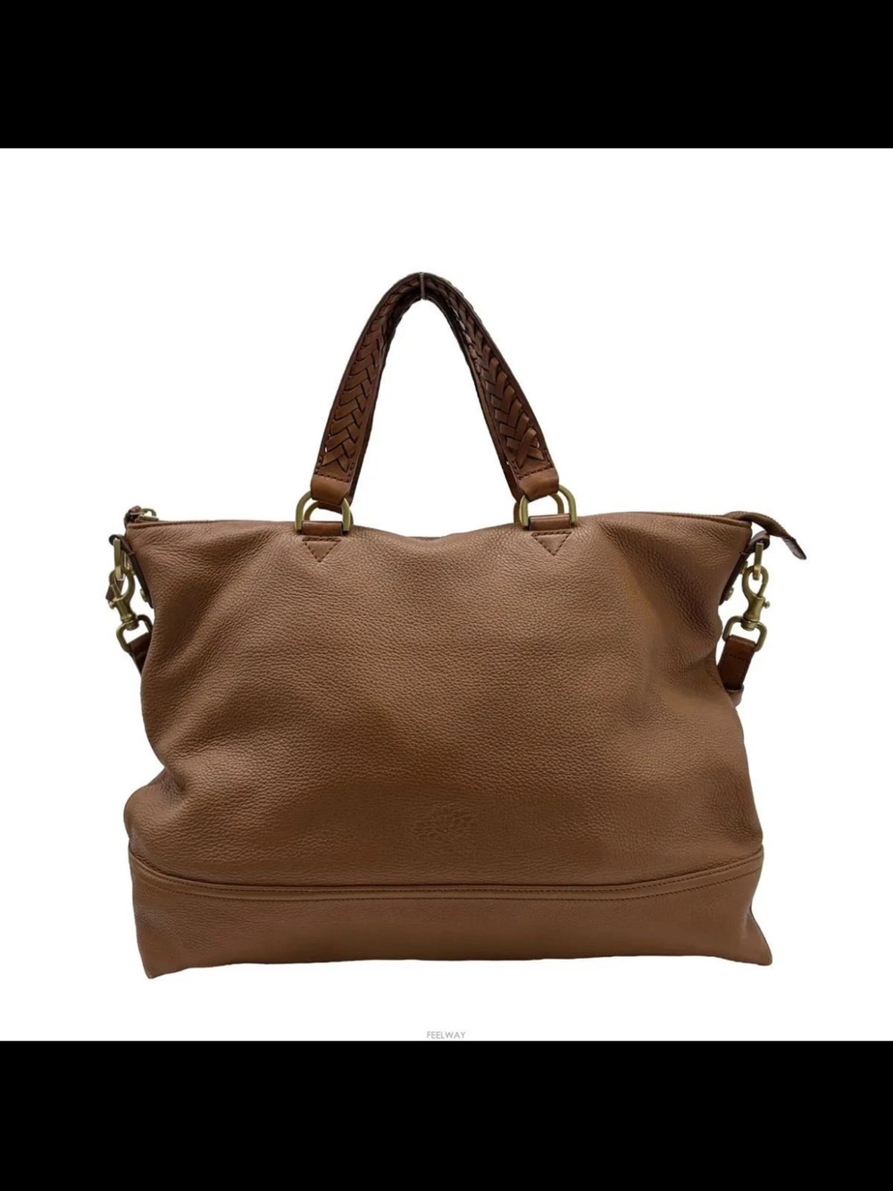 Mulberry Brown Leather Tote with Braided Top Handles